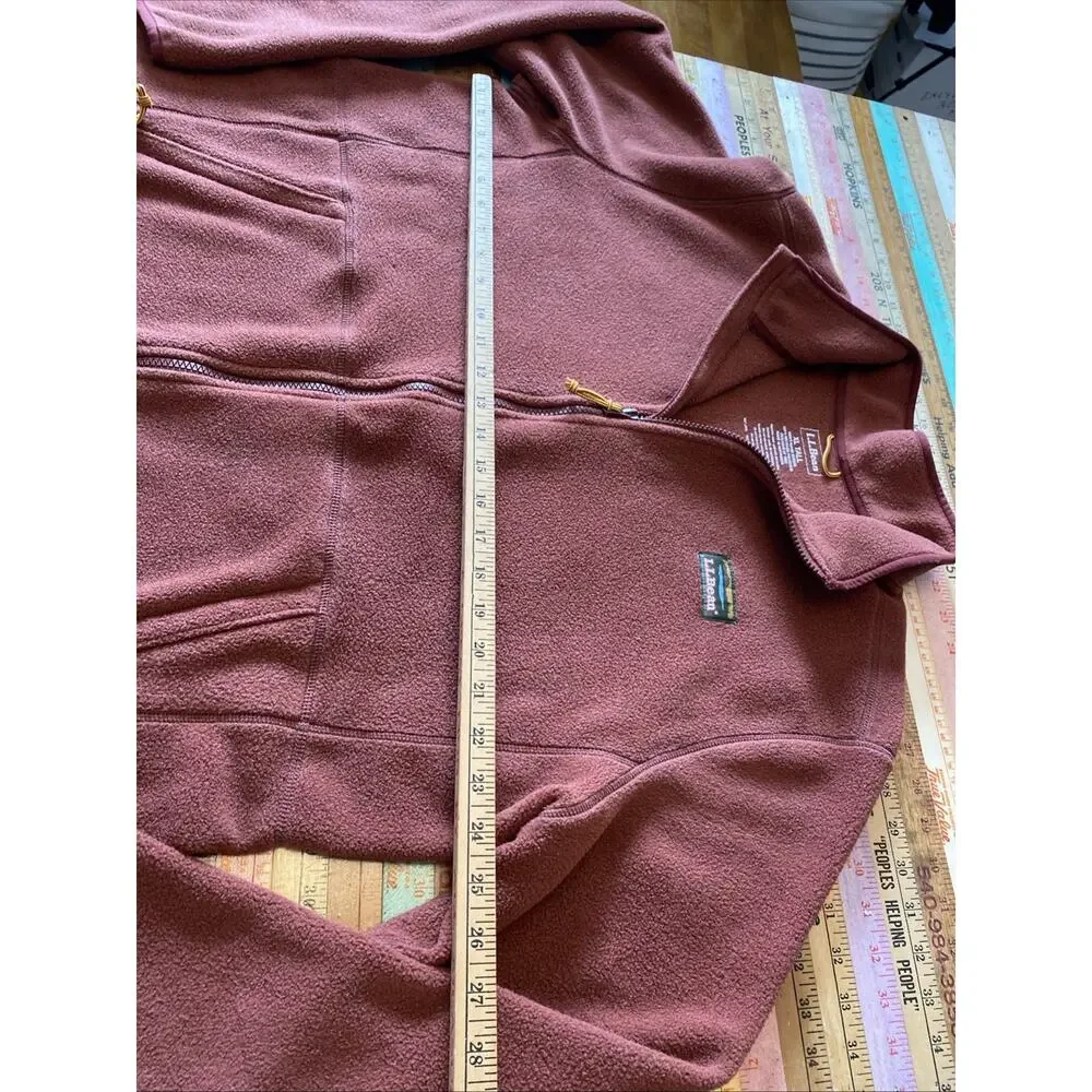 LL Bean Mens Swift Fleece Full Zip Light Jacket XL Tall Burgundy Coat XLT Hiking